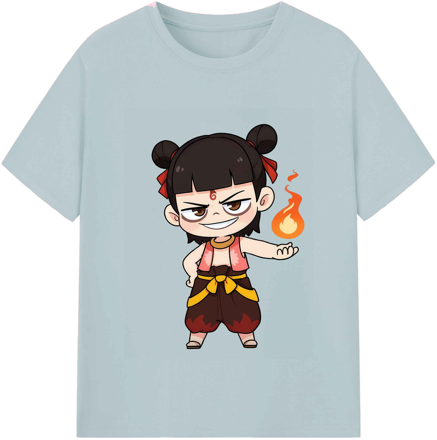 （画像用） Ne Zha 2 ナタ 魔童の大暴れ 綿100％半袖Tシャツ（フロントプリント）